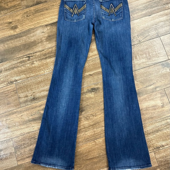 7 for all Mankind “A” Pocket Mid Rise Boot Cut Jeans with embellished Pocket 28T - Picture 12 of 15